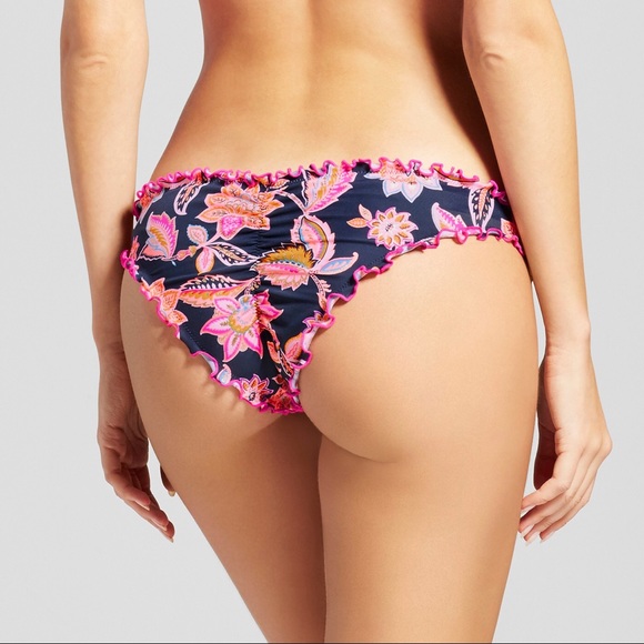 Metallic Floral Ruffle Cheeky Bikini Bottom NWT - Picture 3 of 4